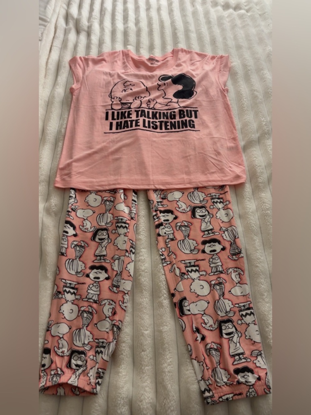 Pink Peanuts-Print Women’s Pajama Set